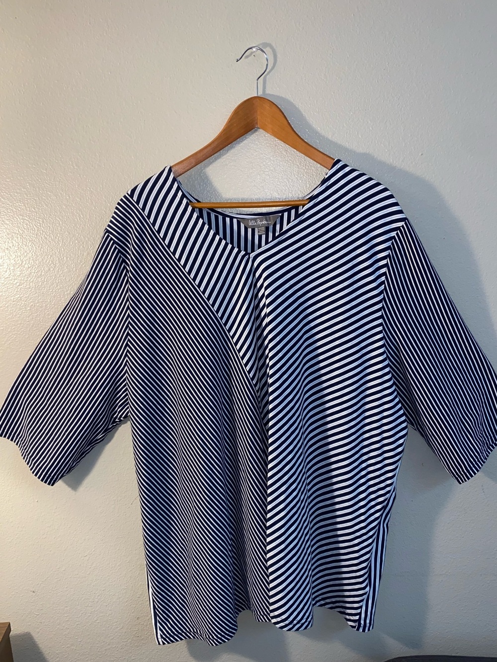 Ulla Popken Asymmetrical Striped 100% Cotton Top Size 28/30 Plus Size Laegenlook
